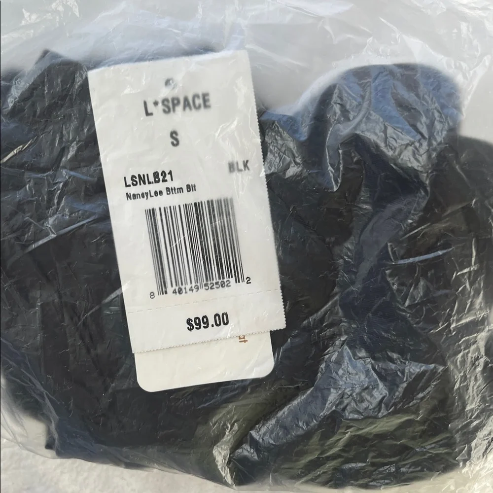 LSpace Nancy Lee Bikini Bottom High Waist Twist Front Detail Black Size S NWT - Picture 2 of 7